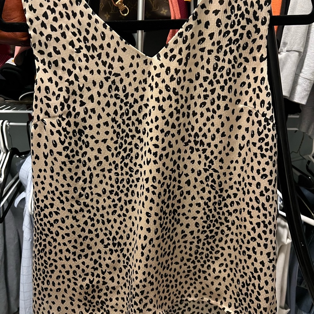 THML Beige and Black Leopard Tank Top